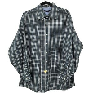 Tommy Hilfiger Men's 17 32-33 XL Plaid Button Down Long Sleeve Dress Shirt Green